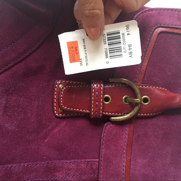 Coach Burgundy Suede Satchel - Picture 13 of 14